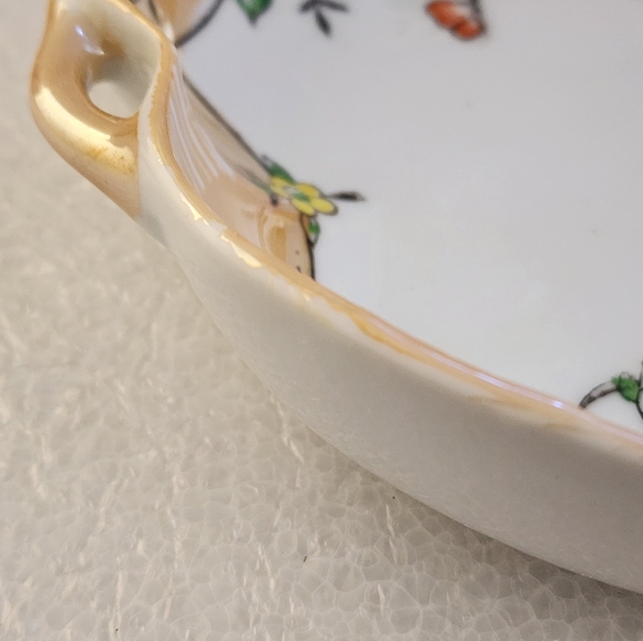 Vtg Peach Lusterware Hand Painted Floral Bowl - Picture 10 of 16
